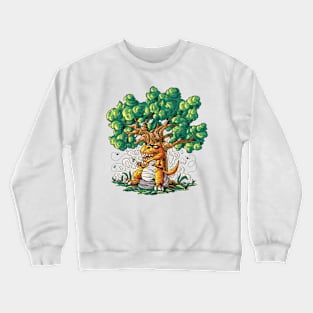 T-rex dinosaur under tree Crewneck Sweatshirt